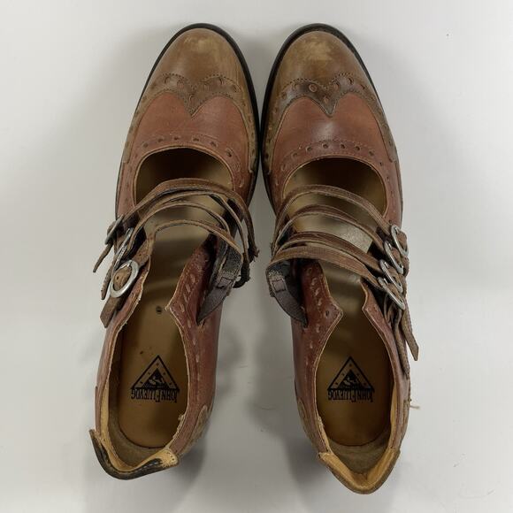 John Fluevog Adrian-Alli 4 Buckle Mary Jane Womens Size 12 Brown Leather Brogue - Picture 9 of 11